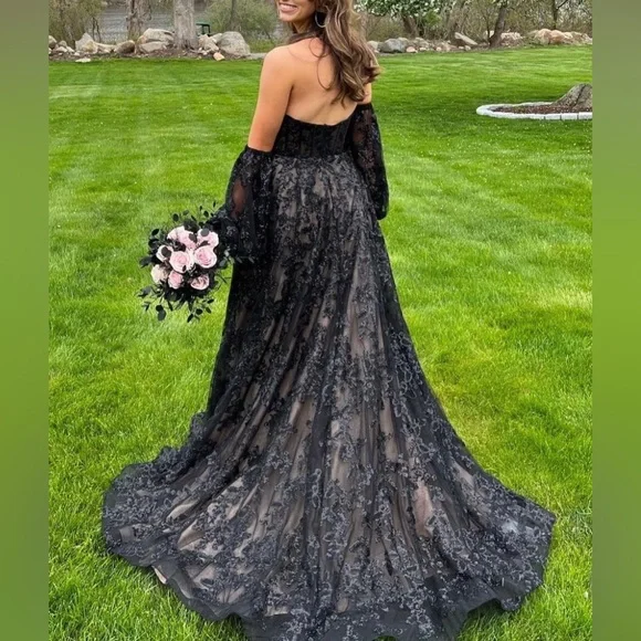 Sherri Hill 55017 black/nude prom gown - Picture 3 of 6